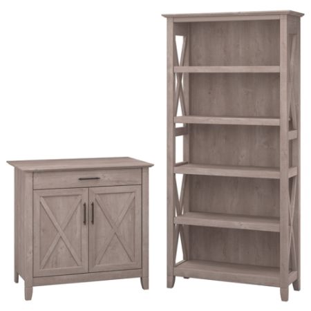 Bush Furniture Key West Laptop Storage Desk Credenza With 5 Shelf