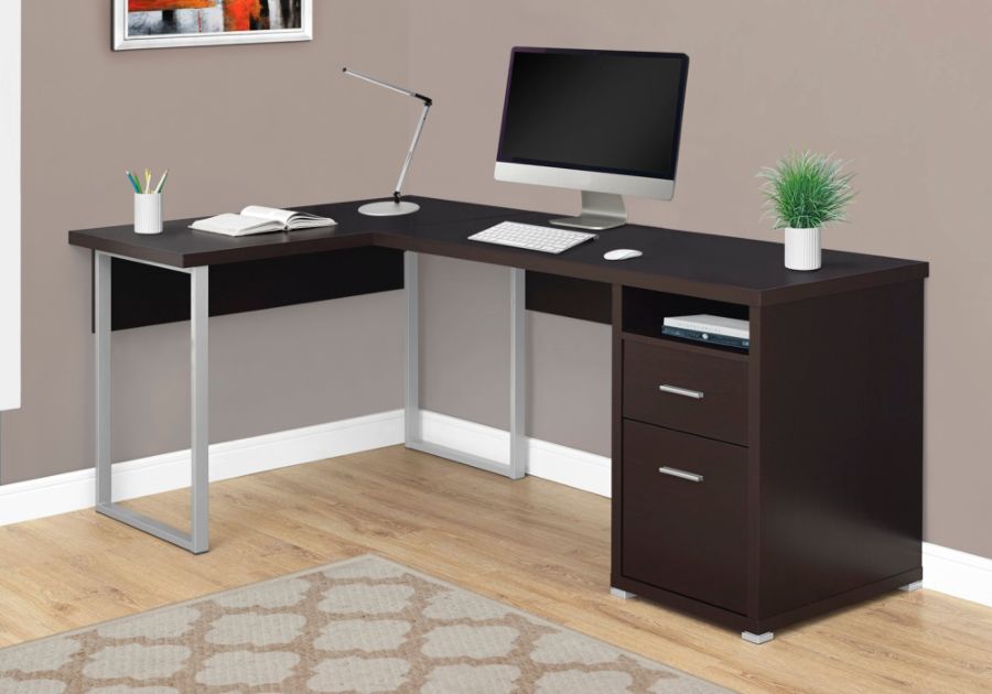 Monarch Specialties L Shaped Computer Desk With 2 Drawers