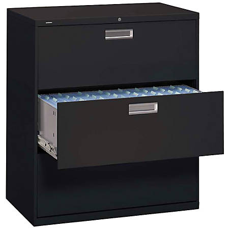 Hon Brigade 600 42 W Lateral 3 Drawer File Cabinet Metal Black