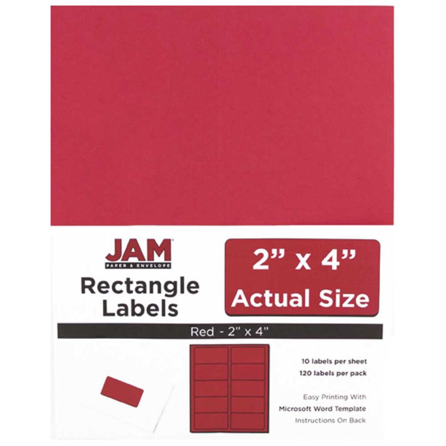 JAM Paper Mailing Labels 2" X 4" 120ct - Red