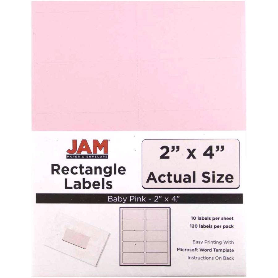 JAM Paper Mailing Labels 2" X 4" 120ct - Pink