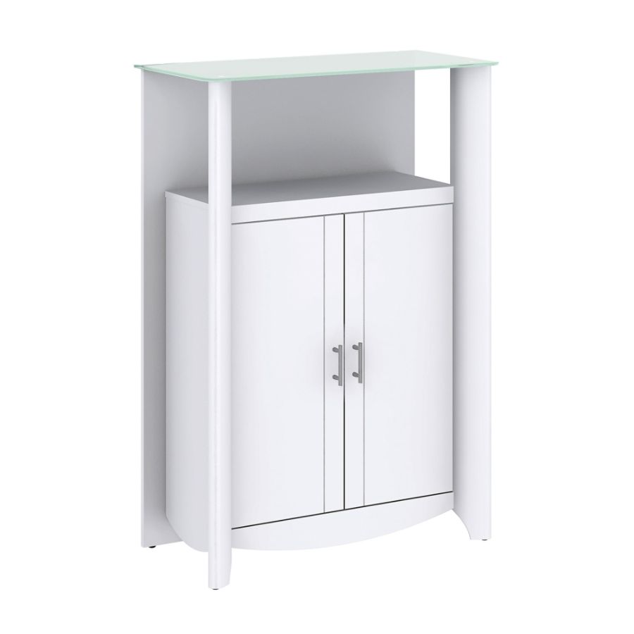 Bush Furniture Aero Library Storage Cabinet With Doors Pure White