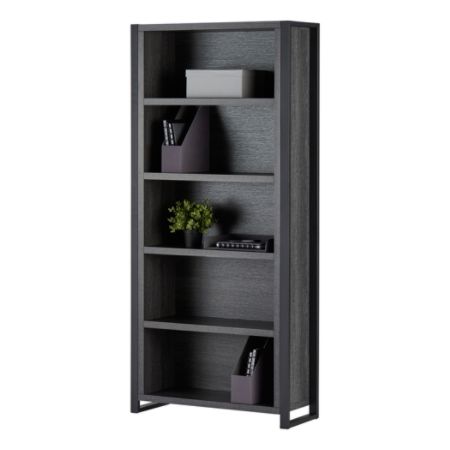 Realspace Dejori 5 Shelf Bookcase Charcoal Office Depot