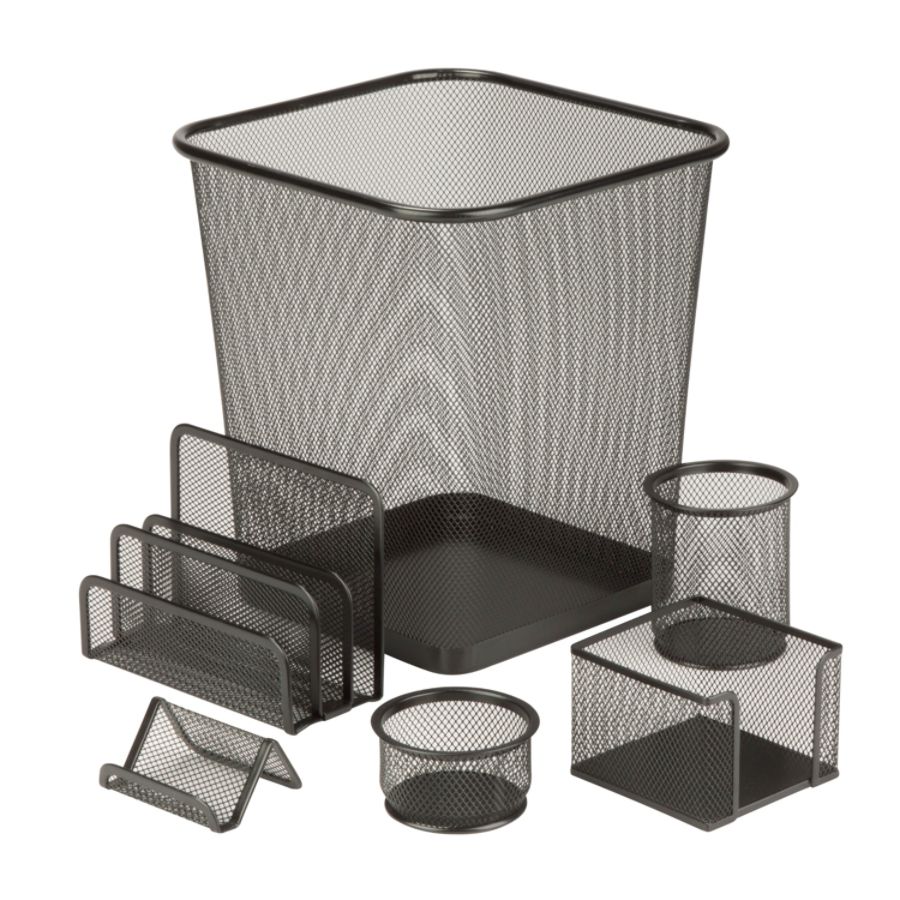 Honey Can Do 6 Piece Mesh Desk Organizer Set Black Office Depot