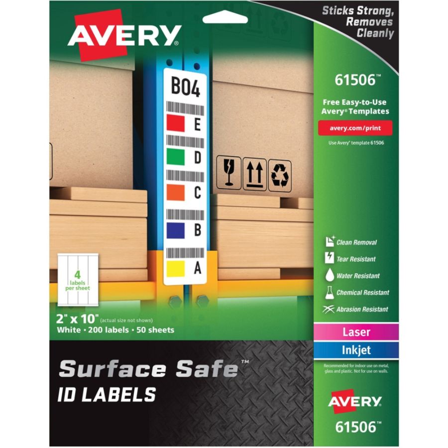 Avery Surface Safe Id Labels Removable Adhesive 2 Width X 10