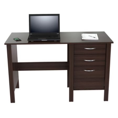 Inval Writing Desk 3 Drawers Espresso Office Depot
