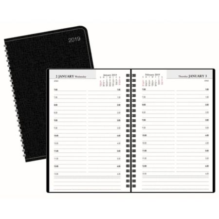 Office Depot Brand Daily Planner 4 x 6 Black January 2019 to December ...