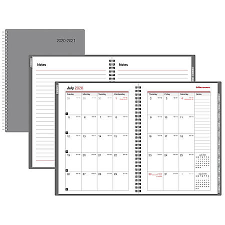 depot office academic monthly planner recycled gray june july 2021