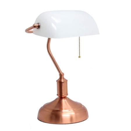 Simple Designs Executive Bankers Desk Lamp 14 34 H White Shaderose