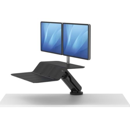 Fellowes Lotus Rt Sit Stand Workstation Dual Monitor Black