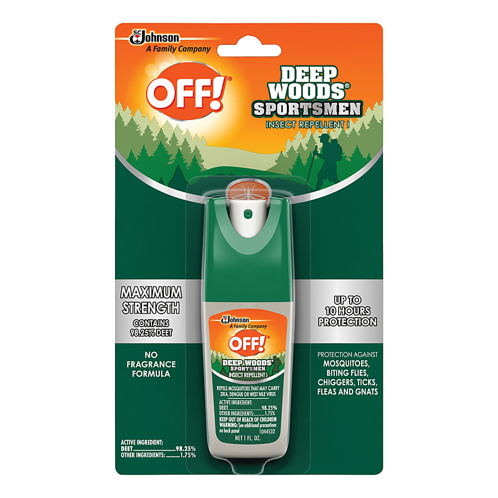 Keep mosquitoes at bay with help from this OFF! Deep Woods repellent. The non-greasy, odorless formula protects you for up to 10 hours. 100% DEET formula provides strong protection against mosquitoes, ticks, chiggers, fleas, stable flies, black flies, gnats and sand flies. Formula is non-greasy and odorless. Repels insects for up to 10 hours. Containers hold 1 oz each.