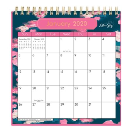 Blue Sky Wirebound Desk Calendar With Stand 6 X 6 Rosine January