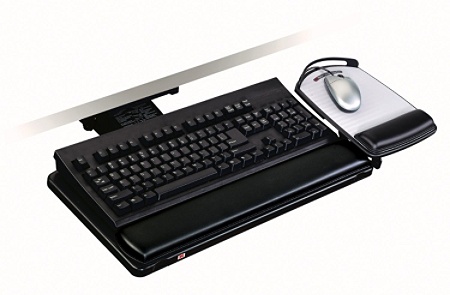 3m Underdesk Knob Adjustable Keyboard Tray Black T32809 Office Depot