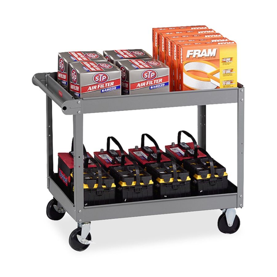 Tennsco Service Cart, 2 Shelves, 36&quot;H x 32&quot;W x 24&quot;D, Medium Gray