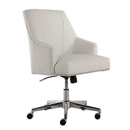 Serta Leighton Home Mid Back Office Chair Leather WhiteChrome - Office