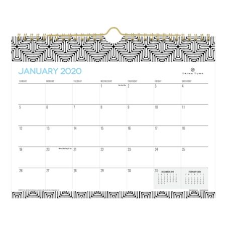 117495 January To December 2020 12 X 15 Blue Sky Trina Turk Monthly Wall Calendar Coppelia