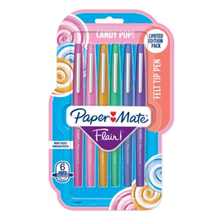 Paper Mate Flair Candy Pop Felt Tip Markers 1.0 mm Medium Point Assorted Colors Pack Of 6