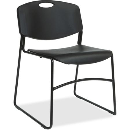 Lorell Big And Tall Plastic Stacking Chairs Black Set Of 4 Chairs