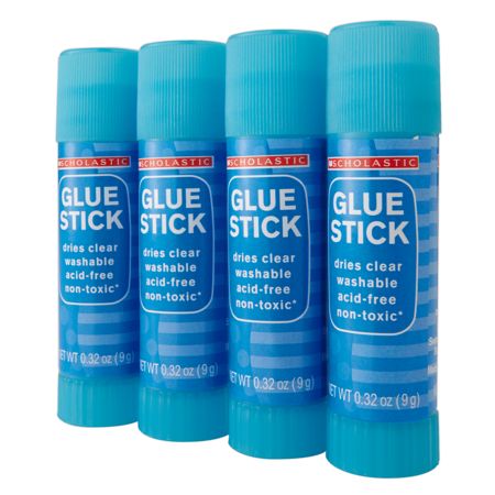 Scholastic Glue Sticks 0.32 Oz. Blue Gel Pack Of 4 - Office Depot