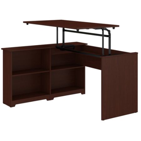 Bush Furniture Cabot 3 Position Sit To Stand Corner Bookshelf Desk