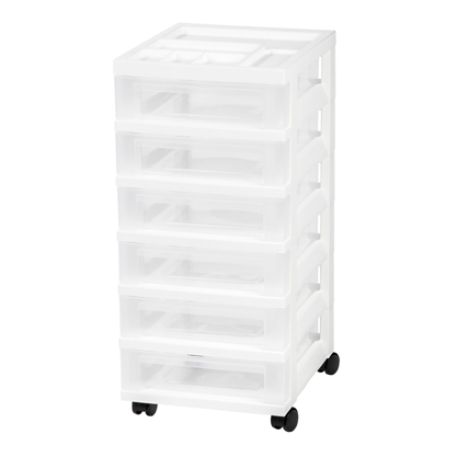 Iris Rolling Plastic Storage Cart 6 Drawers 26 716 H X 12 116 W X