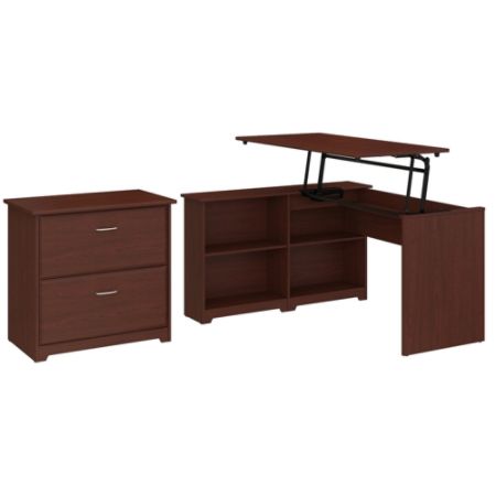 Bush Furniture Cabot 3 Position Sit To Stand Corner Bookshelf Desk