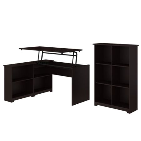 Bush Furniture Cabot 3 Position Sit To Stand Corner Bookshelf Desk