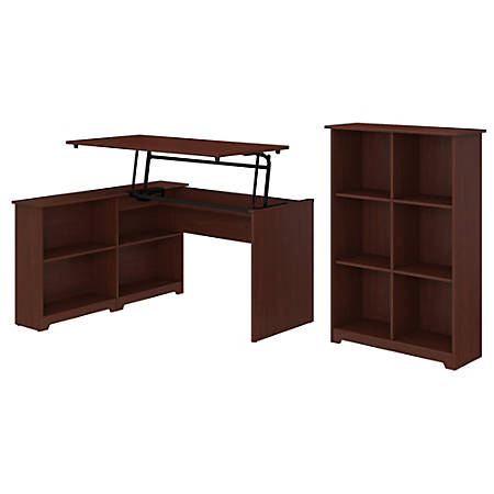Bush Furniture Cabot 3 Position Sit To Stand Corner Bookshelf Desk
