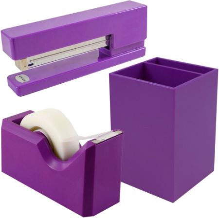 Jam Paper Trio Desk Set Purple Office Depot