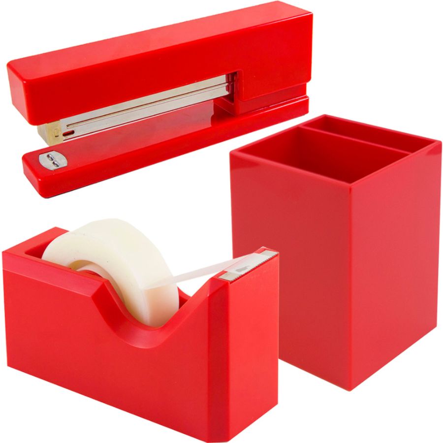 Jam Paper Trio Desk Set Red Office Depot