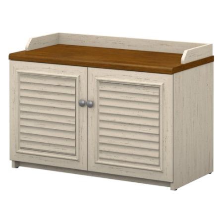 Bush Furniture Fairview Shoe Storage Bench Antique Whitetea Maple