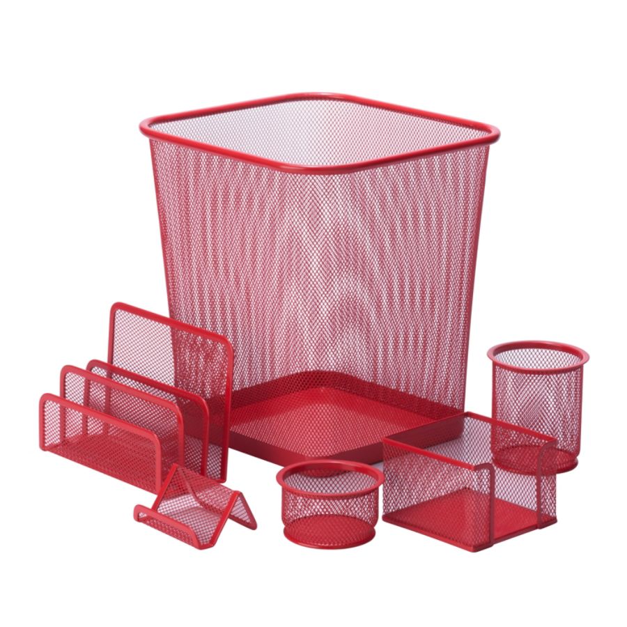 Honey Can Do 6 Piece Mesh Desk Organizer Set Red Office Depot