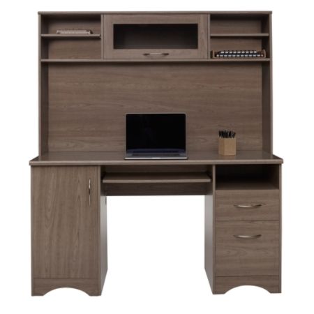 Realspace Pelingo 56 W Desk With Hutch 64 H X 55 12 W X 23 D Gray