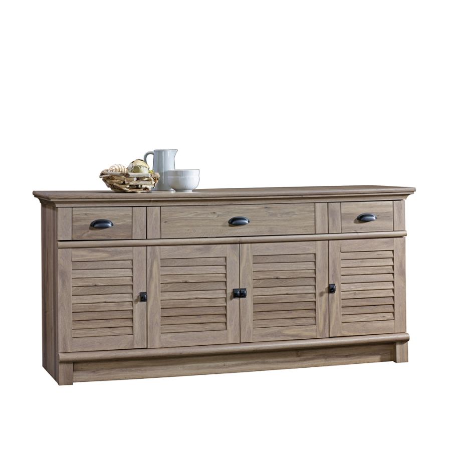 Sauder Harbor View Credenza For 70 Televisions Salt Oak Office Depot