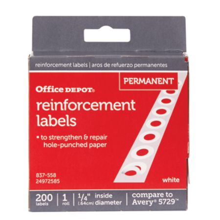 Office Depot Brand Permanent Self Adhesive Reinforcement Labels 14 ...