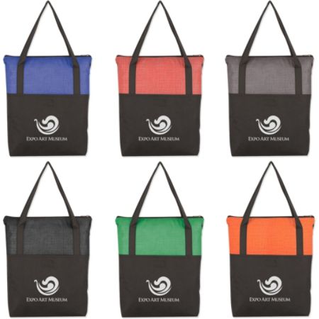 Crosshatch Poly Zippered Tote Bag - Office Depot