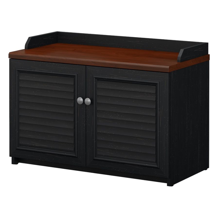 Bush Furniture Fairview Shoe Storage Bench Antique Blackhansen