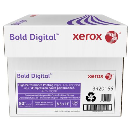 Xerox Bold Digital Printing Paper Letter Size 8 12 X 11 98 Us Brightness 80 Lb Cover 216 Gsm 30 Recycled Fsccertified 250 Sheets