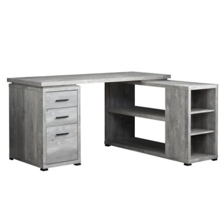 Monarch Specialties L Shaped Computer Desk With Bookshelf Gray