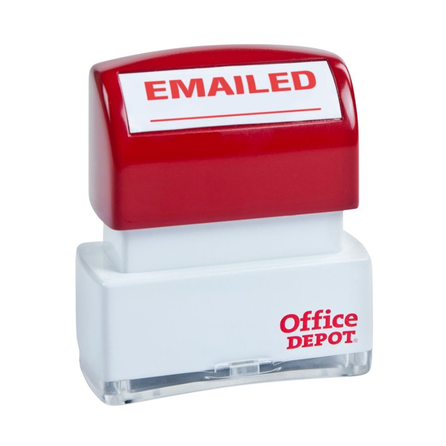 Office Depot Brand Pre Inked Message Stamp Emailed Red by Office Depot &amp; OfficeMax