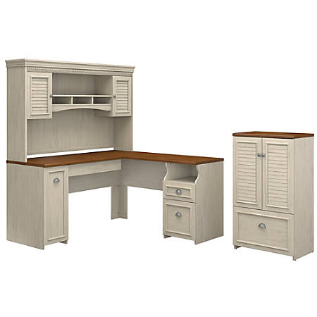 Bush Furniture Fairview 60 W L Shaped Desk With Hutch And Storage
