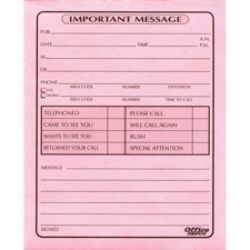 Office Depot Brand Important Message Books 4 x 5 25 Sheets Pink Pack Of ...