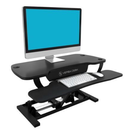 power pro versadesk sit stand desk riser electric adjustable height depot office cherry officedepot