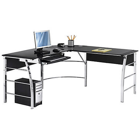 Realspace Mezza L Shaped Desk Blackchrome Office Depot