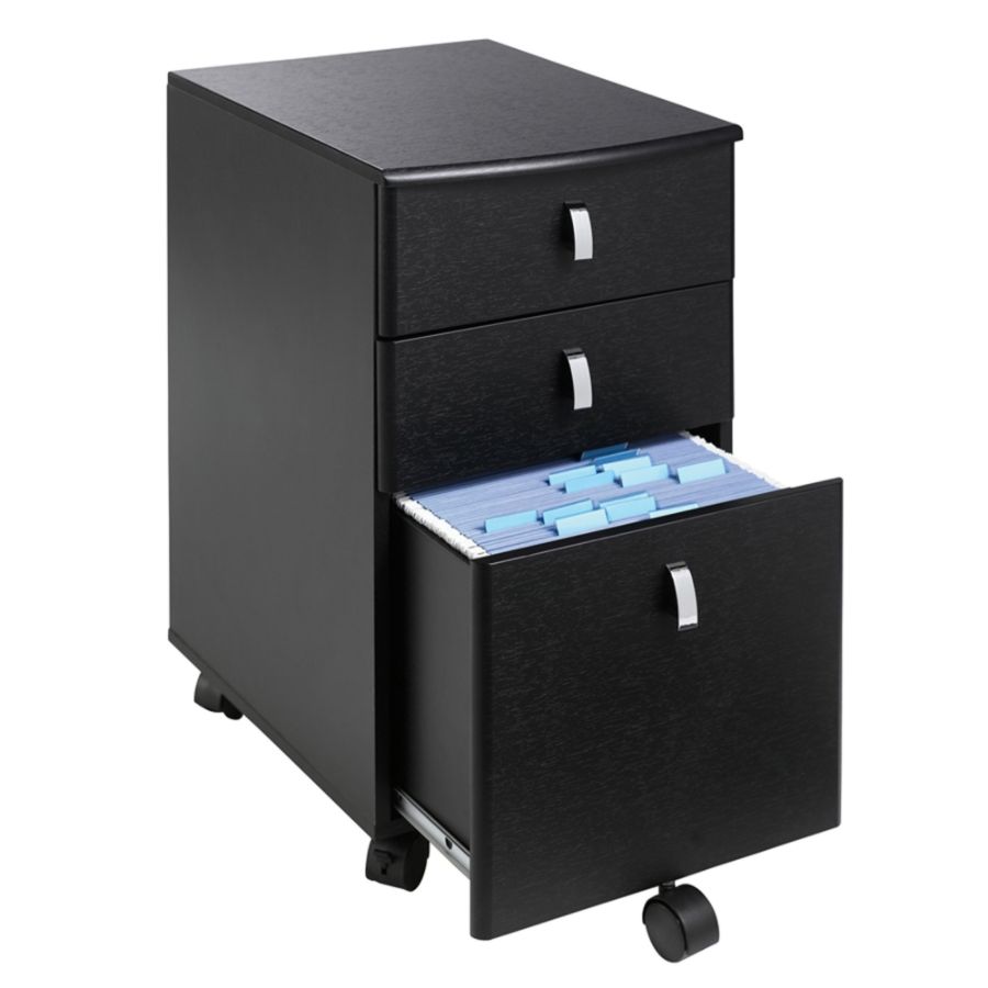 Realspace Mezza 19 D 3 Drawer Mobile File Cabinet BlackChrome - Office ...