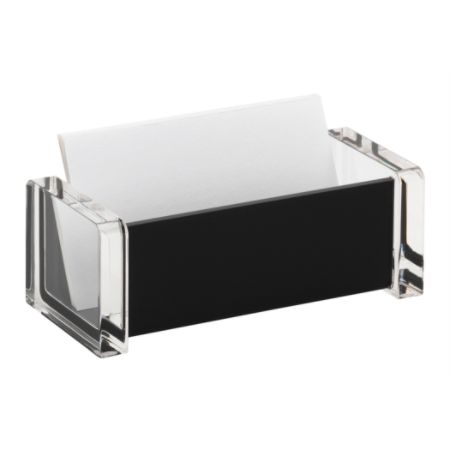 Realspace Acrylic Business Card Holder 3 1516 H x 1 1516 W x 1 58 D BlackClear - Office Depot