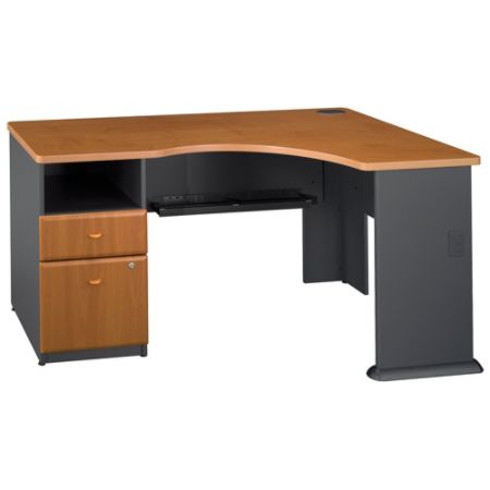 desk corner business bush cherry natural office advantage furniture 60w drawers series delivery standard single pedestal staples