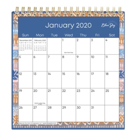 Blue Sky Wirebound Desk Calendar With Stand 6 X 6 Jasper January