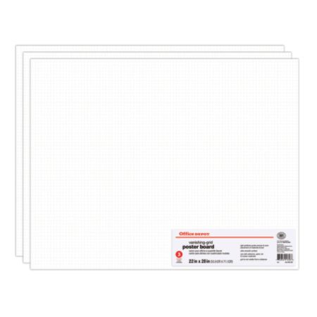 Office Depot Brand Grid Board Poster Boards 22 x 28 White Pack Of 3