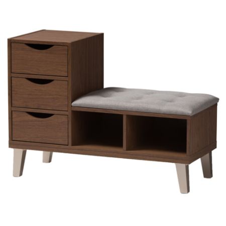 Baxton Studio Delmore Bench Graybrown Office Depot